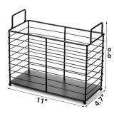 Noamus Metal Magazine Rack, Newspaper Book Tablet Storage Basket, File Holder Mail Organizer Bin with Handles, Iron Wire Black Folder Stand Holder for Home Office Bathroom Bedroom Den Living Room