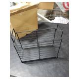 Noamus Metal Magazine Rack, Newspaper Book Tablet Storage Basket, File Holder Mail Organizer Bin with Handles, Iron Wire Black Folder Stand Holder for Home Office Bathroom Bedroom Den Living Room