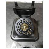 Retro Rotary Dial Telephone, Old Fashioned Landline Phones with Classic Metal Bell, 1960s Vintage Wire Telephone, Classic Black Corded Phone Redial Function for Home Office