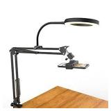 Overhead Camera Mount with Ring Light  Flexible Articulating Phone Arm Stand Compatible with iPhone  Logitech Webcam  Desk Tripod for YouTube Live Stream Cooking Nail Video Recording