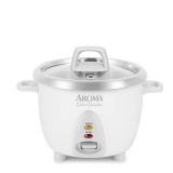 AROMA Select Stainless Rice Cooker, 3-Cup (Uncooked) / 6-Cup (Cooked), Stainless Steel Inner Pot, Small Rice Cooker, Auto Keep Warm, 1.2 Qt, White, ARC-753SG
