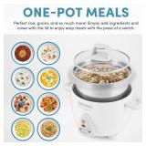 AROMA Select Stainless Rice Cooker, 3-Cup (Uncooked) / 6-Cup (Cooked), Stainless Steel Inner Pot, Small Rice Cooker, Auto Keep Warm, 1.2 Qt, White, ARC-753SG