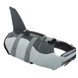 Queenmore Dog Life Jacket Ripstop Dog Safety Vest Adjustable Preserver with High Buoyancy and Durable Rescue Handle for Small,Medium,Large Dogs, Grey Shark Medium