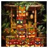 Janlaugh 8 Pcs Tiki Totem Box Decor with Light, Luau Party Decorations for Hawaiian Birthday Party Tropical Aloha Decor 9.84 x 7.09 Tiki Lighted Gift Boxes for Garden Patio Porch Outdoor Decor
