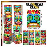 Janlaugh 8 Pcs Tiki Totem Box Decor with Light, Luau Party Decorations for Hawaiian Birthday Party Tropical Aloha Decor 9.84 x 7.09 Tiki Lighted Gift Boxes for Garden Patio Porch Outdoor Decor