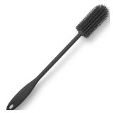 Purtribe Silicone Bottle Brush, Water Bottle Cleaner Brush with Long Handle, Perfect for Cleaning Narrow Neck Containers, Vacuum Sports Bottle, Tumblers, Flask, Glassware (1 Pack, Charcoal)