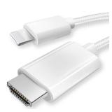 iPhone to HDMI Cable 1080P@60Hz HD Display Sync Screen Connector for iPhone 14 13 12 11 X iPad to TV HDTV Monitor Projector, Plug & Play Digital AV Adapter
