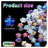 TIESOME 200 PCS Glass Star Beads, 8mm Electroplated Crystal Star Beads Fancy Shine Mixed Colors Loose Bead Star Crystal Glass Spacer Bead for Jewelry Bracelet Necklace Making