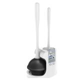 MR.SIGA Toilet Plunger and Bowl Brush Combo for Bathroom Cleaning, White, 1 Set