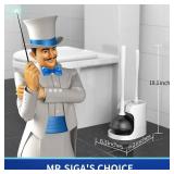 MR.SIGA Toilet Plunger and Bowl Brush Combo for Bathroom Cleaning, White, 1 Set
