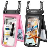 Niveaya Double Space Waterproof Phone Pouch - 2 Pack, Waterproof Phone Lanyard Case with iPhone 16/15/14/13/12 Pro Max up to 8.3, Phone Dry Bags for Vacation Beach Pool Kayak Cruise Travel Essentials