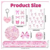 YYMYMGJ 110 PCS Pink Coquette Bow Party Favors, Pink Coquette Bow Temporary Tattoos Slap Bracelets Stickers Keychains Badges Gift Bags for Bow Coquette Birthday Party Decorations Supplies