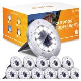 Biling Solar Outdoor Lights 12 Pack, Bright 12 LEDs Solar Ground Lights Waterproof, Flat Landscape Lighting Solar Powered for Yard Walkway Pathway Garden Driveway (White)