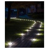 Biling Solar Outdoor Lights 12 Pack, Bright 12 LEDs Solar Ground Lights Waterproof, Flat Landscape Lighting Solar Powered for Yard Walkway Pathway Garden Driveway (White)