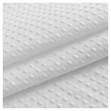 Extra Long Shower Curtain with 84 inch Height, Fabric, Waffle Weave, Hotel Luxury Spa, Water Repellent, Machine Washable, 230 GSM Heavy Duty, White Pique Pattern Decorative Bathroom Curtain