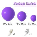 Purple Balloons 84 Pcs Garland Arch Kit - 5, 12, 18 Inch Matte Dark Balloons for Happy Birthday and Halloween