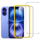 ivoler 2-Pack Tempered Glass for iPhone 16 6.1/ iPhone 15 6.1 Screen Protector with [Alignment Frame], Anti-Scratch, Case Friendly, Transparent HD Clear Film