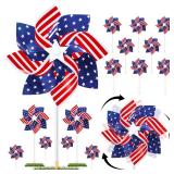 Gushu 20pcs Fourth of July Pinwheels,Red White and Blue 4th of July Decorations American Flag Pinwheel, Garden Wind Spinners Patriotic Yard Outdoor Decor, Memorial Day Independence Party Supplies