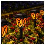 GIGALUMI Solar Lights Outdoor Waterproof, 6 Pack Flickering Flame LED Lights, Garden Decor for Yard, Patio, Landscape, Planter, Walkway