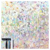 Volcanics Window Privacy Film with Installation Tools, Static Window Clings Vinyl 3D Decals Stickers Rainbow Window Film for Glass Door Heat Control Anti UV 17.5 x 78.7 Inches