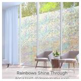 Volcanics Window Privacy Film with Installation Tools, Static Window Clings Vinyl 3D Decals Stickers Rainbow Window Film for Glass Door Heat Control Anti UV 17.5 x 78.7 Inches