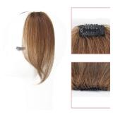 AiUree 10Inch 2pcs Layeder Remy Hair Long Bangs Side Bangs False Bangs Clip-In Bangs Human Hair Extension Middle Part Fringe Hair Pieces Fake Fringe Invisible Bangs for Women Light Brown