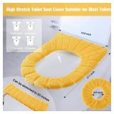8 Pcs 11.8 Inch Thicker Bathroom Toilet Seat Cover Pads Soft Comfortable Toilet Seat Cushion Cover Stretchable Toilet Seat Warmer Easy Installation Cushioned Lid Covers (Yellow, Blue, Green, Orange)