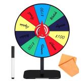 Retbtnm 8 Inch Prize Wheel Spinner with Stand, Dry Erase Spinning Wheel for Prizes with Marker and Cloth Used for Wiping, Spin The Wheel Game for Home Parties, Trade Shows & Classroom Activities