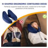 Inflatable Travel Pillow, H-Shape Inflatable Neck Pillow for Traveling on Plane, Washable Cover Travel Pillow Airplane Pillow for Neck Support, Blow up Neck Pillows for Air Travel