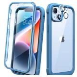 Diaclara Designed for iPhone 14 Case, Full Body Rugged Case with Built-in Touch Sensitive Anti-Scratch Screen Protector, with Camera Lens Protector for iPhone 14 6.1 (Blue and Clear)