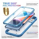 Diaclara Designed for iPhone 14 Case, Full Body Rugged Case with Built-in Touch Sensitive Anti-Scratch Screen Protector, with Camera Lens Protector for iPhone 14 6.1 (Blue and Clear)
