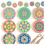 Blosssound 40 Pcs Unfinished Wood Mandala to Paint Wooden Mandala Painting Crafts Diwali Art Slices for Adult to Relax Painting DIY Crafts Ornament Wedding Home Decorations, 4 Inch(Classic)