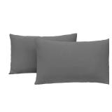 2-Pack Stretch Pillow Cases Standard Size - Jersey Knit & Ultra Soft Envelope Closure, T-Shirt Like Poly Blend - Suitable for Queen or Standard Size Set of 2, Dark Gray