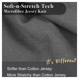 2-Pack Stretch Pillow Cases Standard Size - Jersey Knit & Ultra Soft Envelope Closure, T-Shirt Like Poly Blend - Suitable for Queen or Standard Size Set of 2, Dark Gray