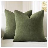 MIULEE Olive Green Couch Pillow Covers 18x18 Inch, Set of 2 Soft Chenille Decorative Square Throw Pillow Covers Farmhouse for Sofa Living Room Bed