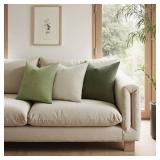 MIULEE Olive Green Couch Pillow Covers 18x18 Inch, Set of 2 Soft Chenille Decorative Square Throw Pillow Covers Farmhouse for Sofa Living Room Bed