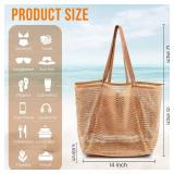 HOHOM Beach Bags for Women, Summer Travel Mesh Tote Bag with Large Inner Pocket, Sandproof Woven Shoulder Handbag Swim Pool Bag, Suit for Family Vacation Essentials