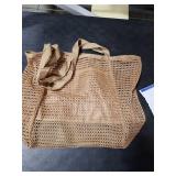 HOHOM Beach Bags for Women, Summer Travel Mesh Tote Bag with Large Inner Pocket, Sandproof Woven Shoulder Handbag Swim Pool Bag, Suit for Family Vacation Essentials