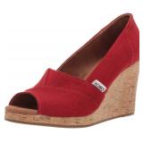 TOMS womens Classic Espadrille Wedge Sandal, Red Crosshatch Jacquard, 8.5 US - Retail: $51