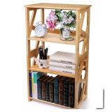 Hedume Bookcase, 3-Tier Open Shelf Bookcase, Small Bamboo Bookshelf, Bamboo Natural Shelving, Book Organizer Storage Open Shelf Rack, Display Shelves for Bedroom, Living Room, Office, Bathroom - Retai
