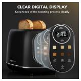 Keenstone Smart Touch Screen Toaster 2 Slice, Retro Wide Slot Stainless Steel Toaster with 6 Browning Levels, Reheat and Defrost, for Bagel, Toast, Bread, Removable Crumb Tray, Black - Retail: $60