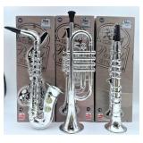 Toy Instruments Set Trumpet, Saxophone and Clarient with Standard Keys in Perfect Pitch are Easy and intuitive to Create Real Music. Instruments Measures 16 inches in Length. - Retail: $50