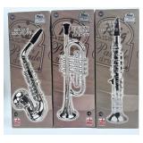 Toy Instruments Set Trumpet, Saxophone and Clarient with Standard Keys in Perfect Pitch are Easy and intuitive to Create Real Music. Instruments Measures 16 inches in Length. - Retail: $50