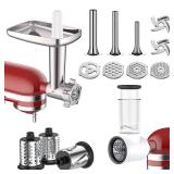 Meat Grinder and Cheese Grater Attachment for KitchenAid Stand Mixer, Slicer Shredder and Meat Grinder with Sausage Stuffer, 2 Pcs for Kitchen Aid Accessories and Attachments - Retail: $80