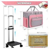 FINESUN Rolling Teacher Bag with Detachable Dolly Multifunctional Briefcase Wheeled Bag for Work,Teaching,Office,Craft Rolling Tote - Retail: $70
