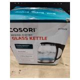 Cosori Electric Kettle, No Plastic Filter and Spout, 1.8Qt Tea Kettle and Hot Water Boiler For Coffee and Tea, Water Heater and Teapot, Automatic Shut Off, Borosilicate glass, Black, 1500W - Retail: $