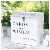 SOFARKKT White Acrylic Card Box with Slot and Lock, DIY Large Wedding Card Boxes for Reception, Elegant Money Envelop Card Box for Party Wedding Birthday Baby Shower Graduation Table Decor - Retail: $