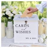 SOFARKKT White Acrylic Card Box with Slot and Lock, DIY Large Wedding Card Boxes for Reception, Elegant Money Envelop Card Box for Party Wedding Birthday Baby Shower Graduation Table Decor - Retail: $
