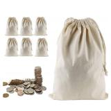 Lanyani 6 Packs Bank Coin Money Cash Bag Sacks, 12\ x 17\in Canvas Deposit Change Transit Bags with Drawstring, Heavy Duty - Retail: $19in