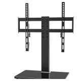Universal TV Stand - Table Top TV Stand for 27-60 inch LCD LED TVs - 6 Level Height Adjustable TV Base Stand with Tempered Glass Base and Wire Management, VESA 400x400mm - Retail: $26